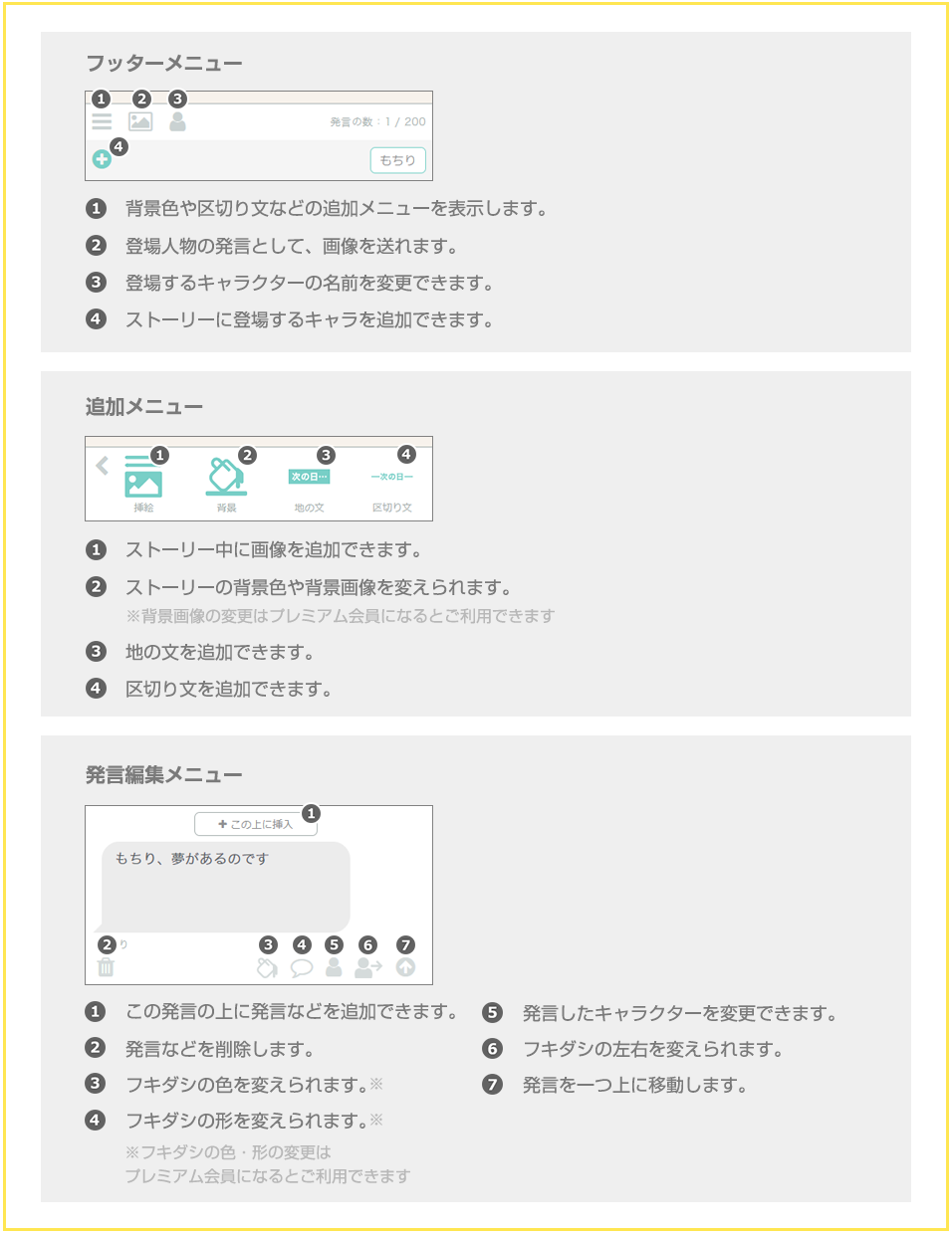 ストーリートークのアイコンの説明