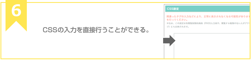 タグの入力やCSSの入力などを直接行うことができる。
